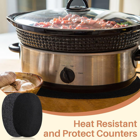 2 Pcs Oval Slow Cooker Heat Resistant Mat, Non Skid Countertop Heat Protector for 6-8 Quart Kitchen Appliances