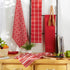 DII Assorted Woven Kitchen Set, 5 Piece, Red, Dishtowel 18x28, Dishcloth 13x13