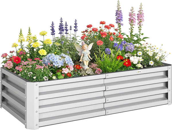Outsunny Galvanized Raised Garden Bed, 4' x 2' x 1' Metal Planter