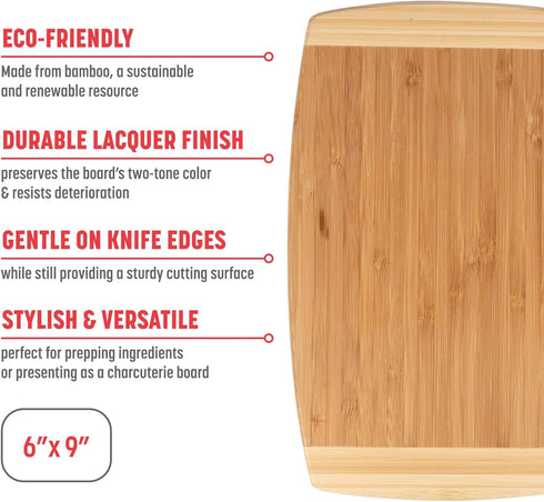 Joyce Chen Small Burnished Bamboo Cutting Board, 6x9 Inches by JOYCE CHEN