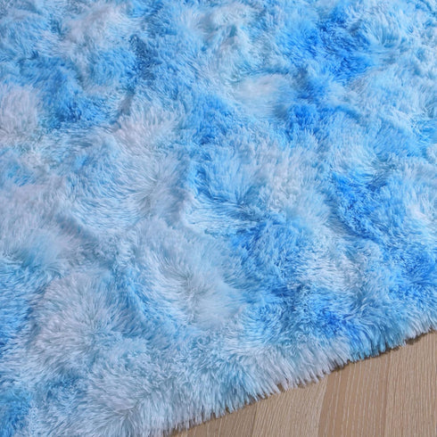 5x8 DweIke Fluffy Blue Shag Rugs for Bedroom Living Room, Large Soft Plush Tie-Dyed Light SkyBlue Girls Boys Kids Rug