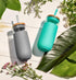 Ello Devon 18oz Glass Tumbler with Straw, Bamboo Wood Lid and Silicone Sleeve, Perfect for Iced Coffee