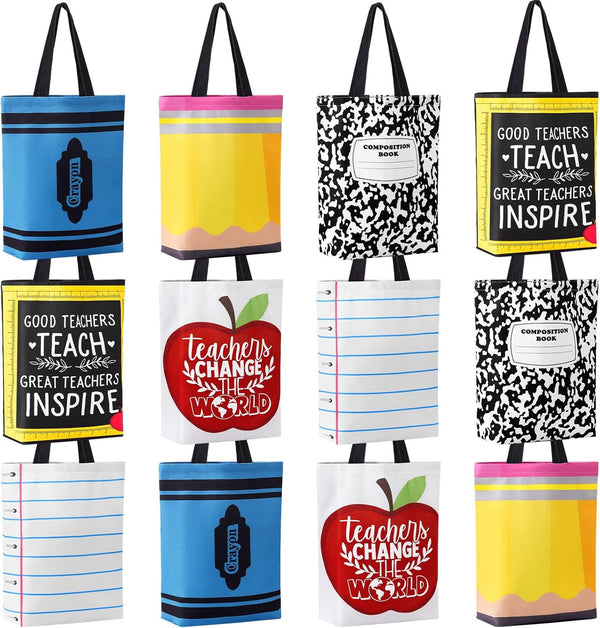 Paterr Teacher Appreciation Gifts Bag Bulk for Women Teacher Canvas Tote Bags