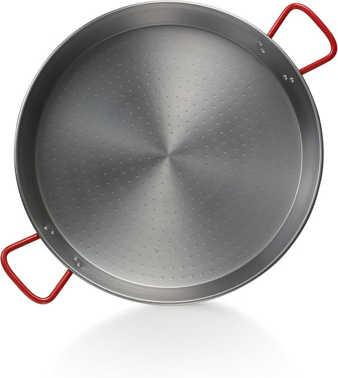 Garcima La Ideal Polished Steel Paella Pan, 30 cm, Silver/Red