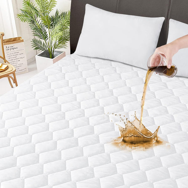 Full Quilted Fitted Waterproof Mattress Pad, Breathable Soft Filling Protector, 8-21 Inches Deep Pocket
