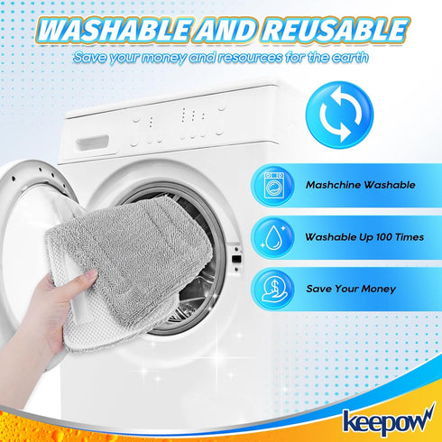 KEEPOW Steam Mop Replacement Pads for GorFanty Model GF-6610B/GF-6610, Highly Absorbent Microfiber Pads (4 Pack)