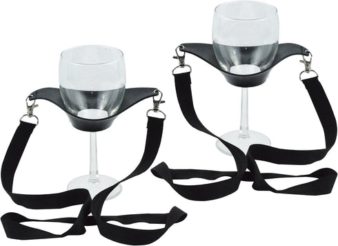 Fairly Odd Novelties Wine Glass Lanyard - Black, Set of 2 Funny Drinking Lifehack Gag Gift