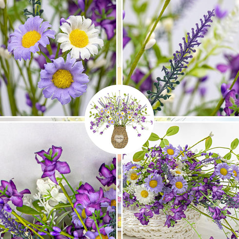 12 Pack 17 Inch Summer LLZLL Spring Decorations for Home Purple Spring Flowers Artificial Spring Floral Stems