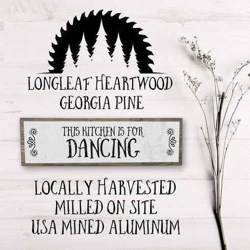Kitchen Wood Signs, Medium Wood and Metal - This Kitchen Is For Dancing