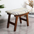 Bamboo Footrest Ottoman with Beige Striped Cushion and Brown Legs - Small Size
