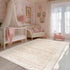 5 7 Playroom,5x7 Pink Nursery Rug for Baby Girl x Neutral Blush Pink Boho Cute Floral Foldable Machine Washable Low