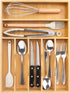 Bellsal 12.5 Inch Natural Utensil Organizer for Drawer, Bamboo Cutlery Holder with 7 Compartments