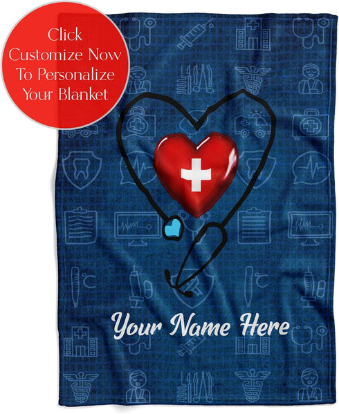 Customized Nurse Blanket - Ships Next Day, Printed in USA - Soft Fleece or Sherpa Blanket - Personalized Throw, Nurse
