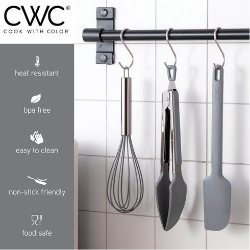 COOK WITH COLOR Silicone Cooking Utensils - 3 Pc Kitchen Utensil Set for Nonstick Cookware, Easy to Clean