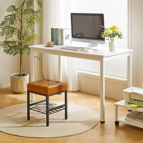 LG-60J IBUYKE Square Makeup Stool with Adjustable Feet and Storage Space, Footrest Chair, PU Vanity Seat, Multi-Use as