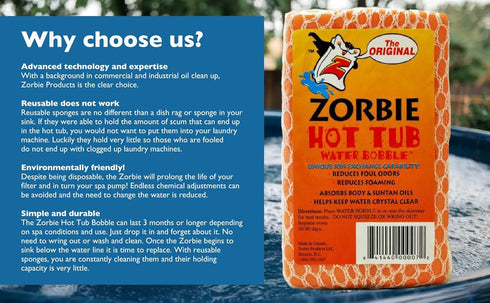 Zorbie Package Water Bobble Hot Tub Oil Scum Absorber - Scum Absorbing Sponge for Spas and Hot Tubs - Naturally Cleaner