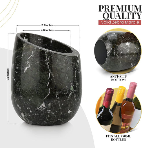 750ml Gusto Nostro Marble Wine Chiller Bucket - Wine Bottle Cooler and Champagne Chiller for Party, Kitchen, Bar Cart