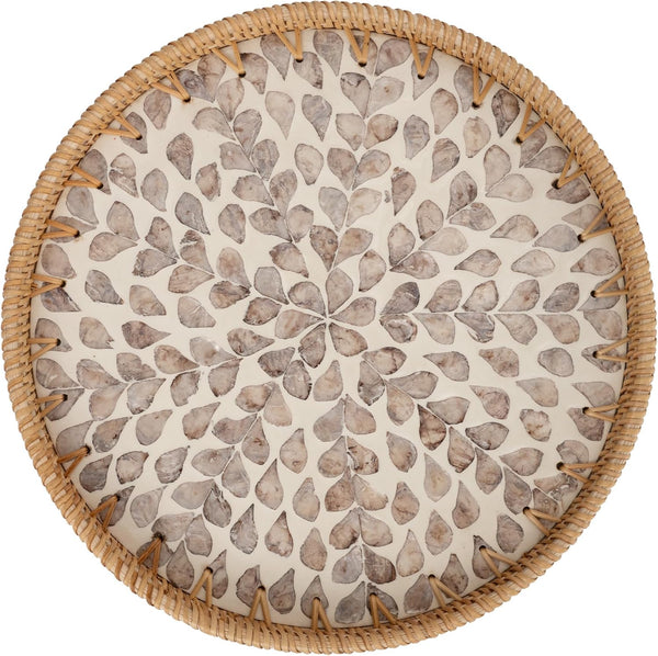 StorageWorks Decorative Coffee Table Trays for Home Decor, Round Rattan Tray with
