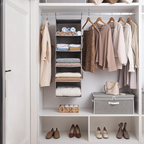 5-Shelf Closet, Closet 2 12 12" 15" 48" StorageWorks Hanging Shelves for Foldable Hanging Organizers with Side Pockets