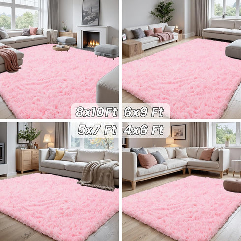 5x7 Area Rugs for Living Room Rug: Soft Fluffy Shag Light Pink Rugs for Bedroom, Non-Slip Large Fuzzy Plush Rug Indoor