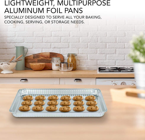 Stock Your Home Aluminum Pans, Cookie Sheet Baking Pans (15 Pack) Disposable & Durable