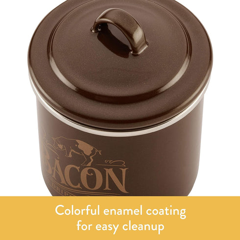 Ayesha Curry Enamel on Steel Bacon Grease Can, 4 Inch, Brown Container