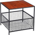 Nouva 20 Inch 2-Tier End Table, Square Side Table w/Mesh Storage Basket, Nightstand Storage Shelf Metal Frame