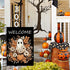Welcome Fall Garden Flag Ghost Pumpkin 12×18 Inch Double Sided Burlap Flag for Outdoor Halloween Decor