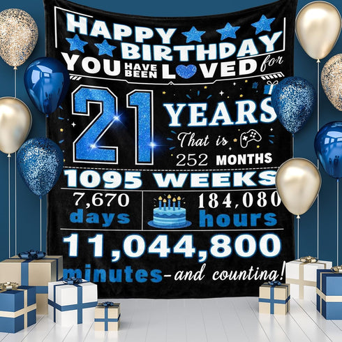 21st 21st 21 Birthday Gift for Him Birthday Gift Blanket, Year Old Birthday Gifts for Men