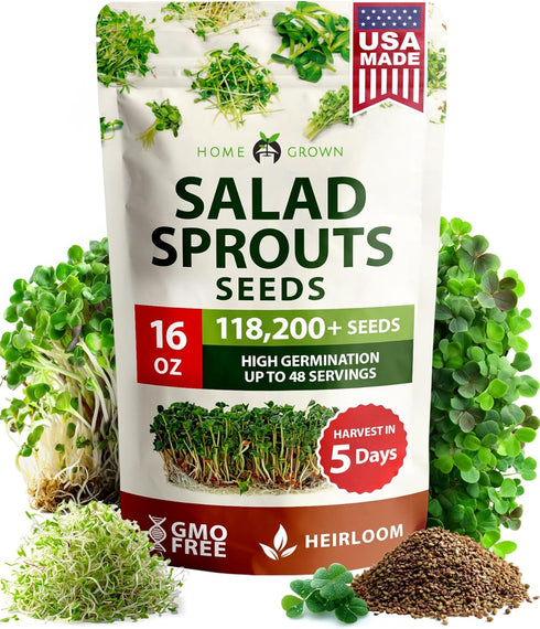 HOME GROWN Premium Sprouting Seeds Mix - Microgreens 118,200 Seeds for Indoor
