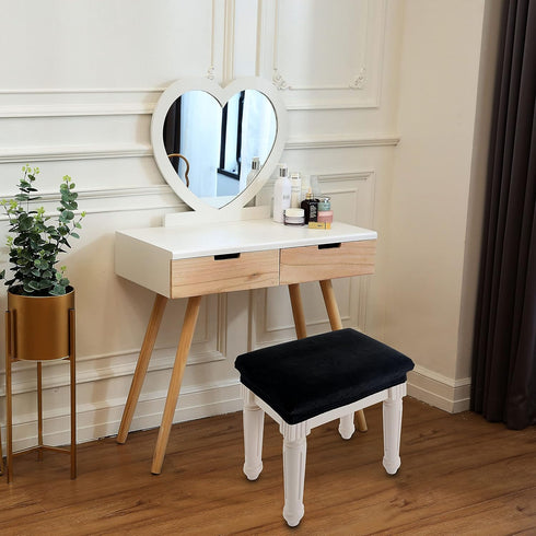 SINOSSO Soft Velvet Vanity Bench Cover, Stretch Washable Rectangle Saddle Bar Stool Slipcover - Black