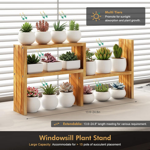 Shelf,3 Small Table Top Plant Tiered Windowsill Wood Plant Stand Indoor,Narrow Space Succulent Pot Stand Flower Rack