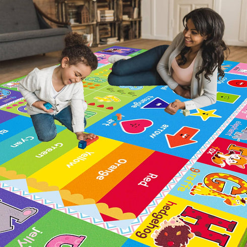 DINSUMRUG 78.7X59 INCH) Kids Rug for Playroom, ABC Carpet Educational Play Mat for Kids, Preschool Rugs ABC Numbers