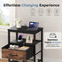 OLIXIS Nightstand with Charging Station, Bedside Tables with USB Ports and Fabric Drawer, Small Night Stand with Open