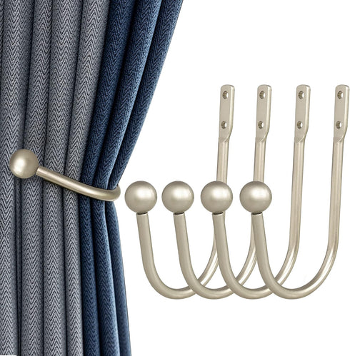 Curtain Holdback, 4 Pcs Wall Mounted Heavy Duty Metal Drapery Tiebacks with Screws, Decorative Window Holder