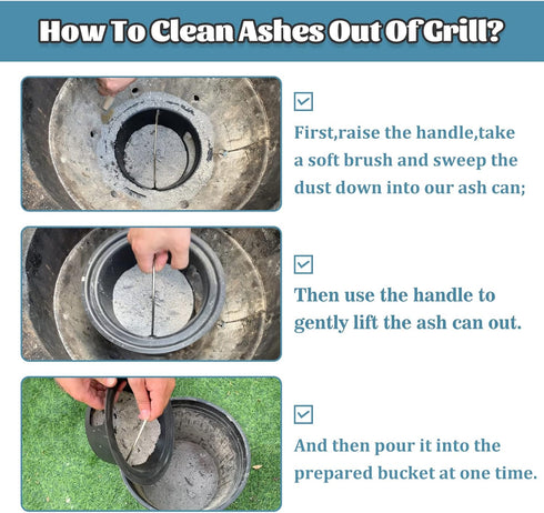 KAMaster Ash Can with Folding Handle Compatible with Large Big Green Egg,Charcoal Ash Collector Must Haves Green Egg