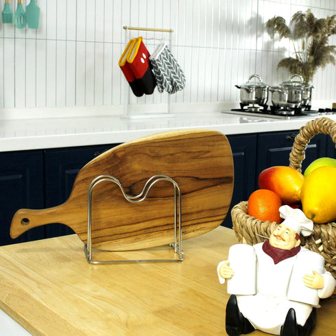 Stainless Steel Wire Cutting Board Holder, Kitchen Organizer with 2 Sections