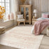 5 7 Playroom,5x7 Pink Nursery Rug for Baby Girl x Neutral Blush Pink Boho Cute Floral Foldable Machine Washable Low