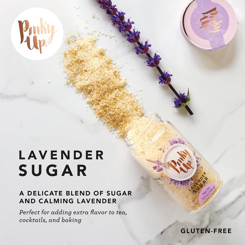 3.5oz Rimmer, Pinky Up Lavender Sugar, Lavender Finishing Sugar, Flavored Sweetener for Tea and Cocktails, Cocktail