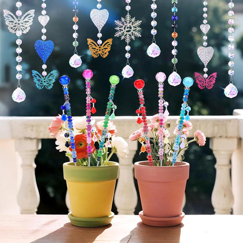 340 (340Pcs VICTLOV Crystal Suncatcher Making Kit, Pieces with Beads, Snowflakes, Butterflies, Glass Balls for Garden