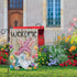 Welcome Easter Gnome Garden Flag 12x18 Double Sided Burlap, Funny Bunny Floral Small Yard Flag for Easter Holiday
