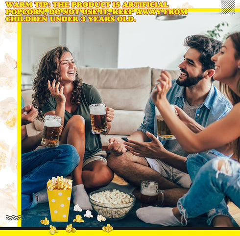 80 Pcs Artificial Resin Popcorn Miniature Figurines, Faux Popcorn with Box for Party DIY Photo Props