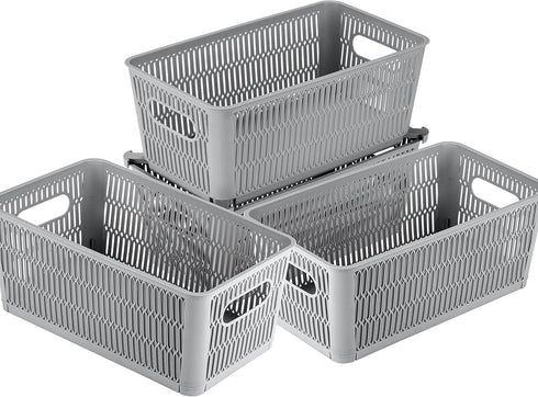 Simplify 4Pk Small Slide 2 Stack It Tote Basket, Open Bins for Storage & Organization in Bathroom, Crafts, Office