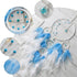 KHOYIME LED Light Up Dream Catcher Half Circle Moon Decor with Lights, Handmade Feather Dreamcatchers for Bedroom (Blue)