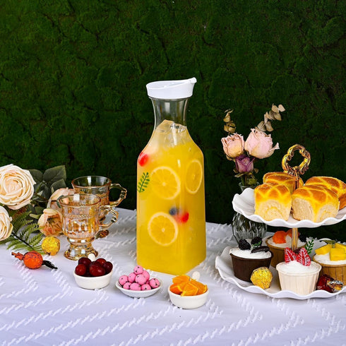 Set 4 50 Oz of Plastic Carafe with Lid, Carafes for Mimosa Bar, Square Base Juice Containers, Water Bottle, Milk
