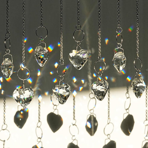 48pcs 20mm HDCRYSTALGIFTS Clear Crystal Heart Prism Sun Catchers, Heart Prisms Rainbow Maker Chandelier Crystals