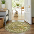 jinchan 5ft 5' Round Rug Green Jungle Animals Print, Machine Washable Circle Modern Soft Non-Slip Forest Plant Throw