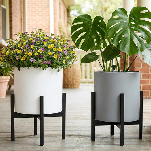 12" 12 Inch FaithLand Mid Century Plant Stand Indoor Outdoor (EXCLUDING Plant Pot) , Hold Up to Planter, Metal Planter