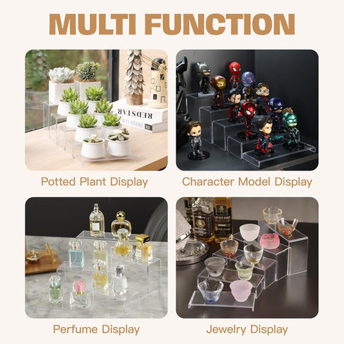 Goabroa Acrylic Display Risers, 2 Sets 10 Pcs Clear Dessert Table Display Set for Figures, Cupcake, Perfume