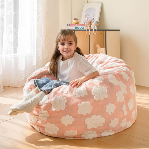 MAXYOYO Bean Bag Chair for Kids, Cloud Pattern Lazy Chair with High-Density Foam Filling, Stuffed Floor Sofa Couch